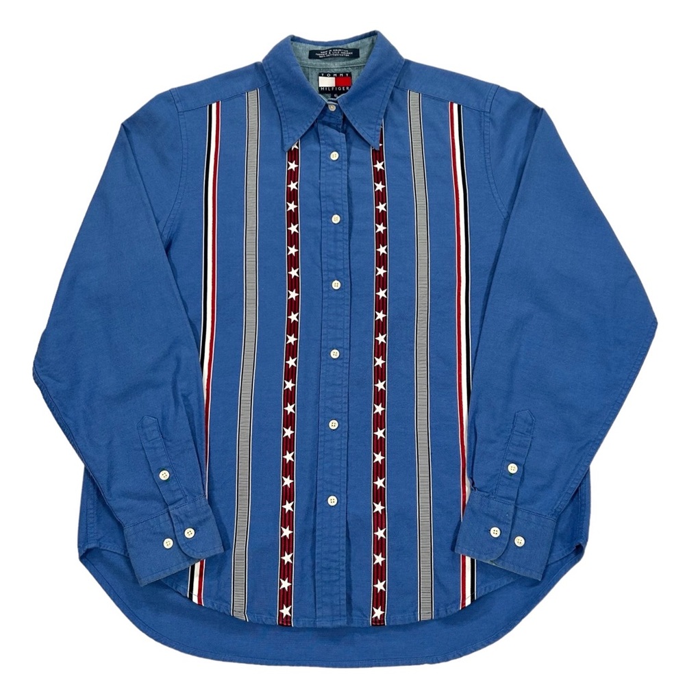 Vintage Tommy Hilfiger Women's USA Flag Stars & Stripes Button Up Shirt Size 6